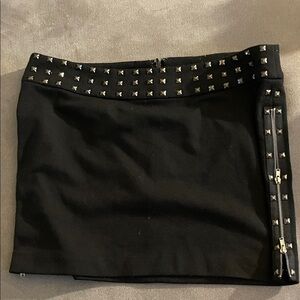 Edgy Black Studded Mini Skirt